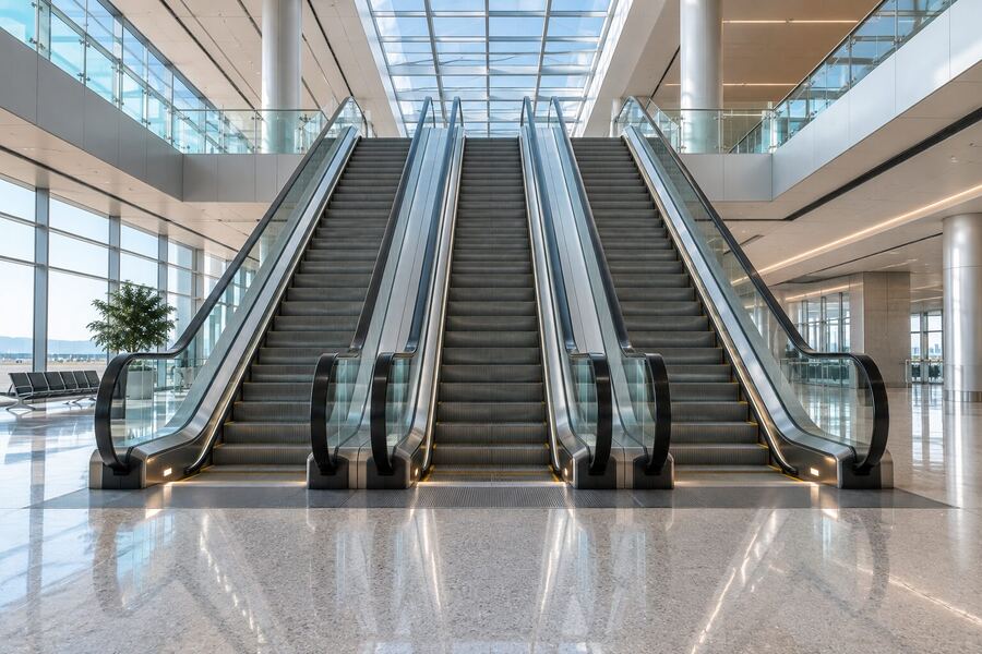 Escalators in a commercial building